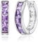 Linawe Purple Earrings for Women Trendy, Silver Hoop Earrings, Amethyst Cubic Zirconia Helix Cute Small Huggie Earrings