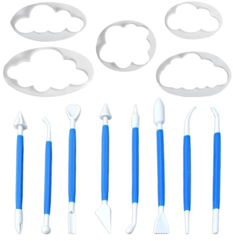 5 stampi da taglio a forma di nuvola e 8 utensili per incisione, stampi in plastica, accessori da forno, stampi per biscotti