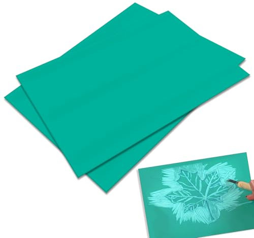 LPZMPZ 2 PCS Linoleo A4 Goma Grabado 21 x 30 CM Bloques de Linóleo para Sellos, Manualidades y Proyectos Grabado, para Impresión/Linograbado (Verde)