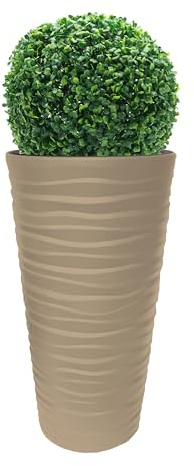 Tecnokit Vaso alto cilindrico Bora, in polipropilene, resistente ai raggi UV, sottovaso estraibile incluso, fioriera da esterno per piante e fiori, dimensioni cm 40x75 h (MOCCA CON BOSSO CM 50)