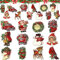 36 PCS Vintage Victorian Style Christmas Hanging Ornament - Santa Claus Snowman Wood Hanging Pendant for Door, Window, Tree Decoration