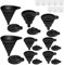 Imbuto da cucina, 8 imbuti pieghevoli, 4 misure, imbuto in silicone, piccolo set pieghevole, nero, per birra e olio, liquidi (S/M/L/XL)
