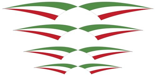 GamesMonkey ® - Stickers Drapeau Italien Tuning Sport Racing Lot de 8 unités pour voiture, moto, scooter, Quad ATV casques de vélo extérieurs (drapeau italien, V2)