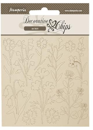 Stamperia - Decorative Chips for Scrapbooks, Albums, Cards, Bullet Journals and More, Laser Cut Cardboard Shapes, Easy to Glue, Perfect for Hobbies, Crafts, and Gifting (Forest - Flowers)