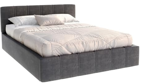 FDM Bett Florida 160x200 cm mit Lattenrost Stauraum Doppelbett Samt Trinity Graphit Bettkasten