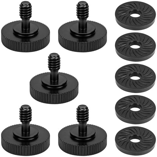 NISENTIA 5 Stück Daumenschraube Kamera Schnellspanner 1/4 Stecker auf 1/4 Buchse Stativschraube,1/4 zoll Schraube Rändelschraube und Gummipolster für Kamera-Montageplatte Blitzhalterung