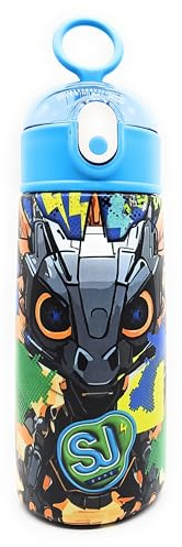 TheCartoonWorld BORRACCIA Seven in acciaio inox 304, SJ GANG Animali - 460 ml (Drago Robot)