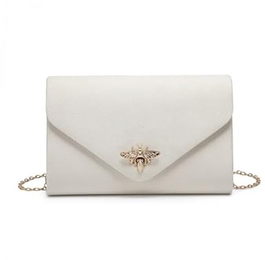 JFY Bee Lock Clasp Suede Clutch Bag