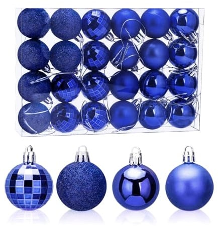 Lot de 24 Boules De Noël Bleu 4cm Arbre De Noël Boules Boule De Porte Murale Ornements Décorations Arbre Balles Décoratives Vacances Fourniture De Fête De Mariage Maison Festival Décors