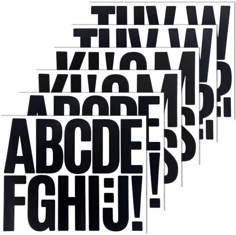 72 Pcs Self-Adhesive 3 Inch Black Letter Stickers, Vinyl Alphabet Sticker | for Mailbox, Signs, Bulletin Boards - 6 Sheets