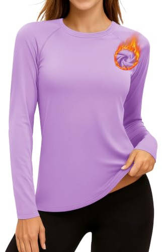 TACVASEN Women's Thermal Tops Long Sleeve Crew Neck Outdoor Sport Shirt | Moisture Wicking Running Top Fleece Lined Ski Base Layer