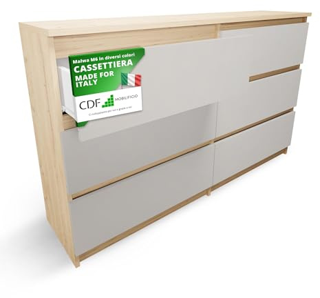 CDF Kommode Artisan Kashmir mit 6 Schubladen 30 cm Tief Komodenschrank Komode für Wohnzimmer Schlafzimmer Schubladenschrank Malm Kommode viel Stauraum Geeignet Organizer Kleidung 120 cm Breite Modern