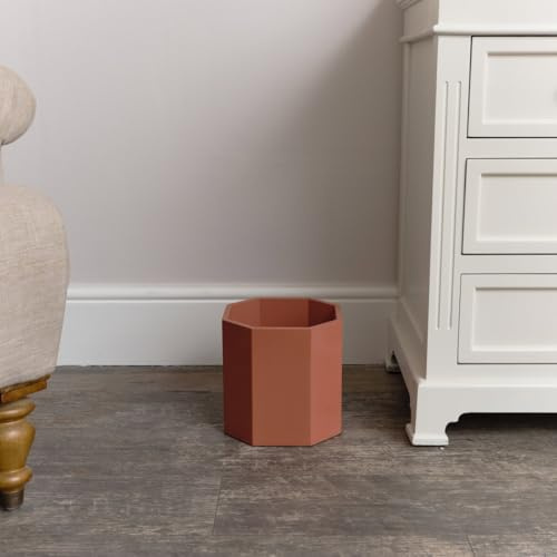 Melody Maison Terracotta Pink Wooden Octagonal Edge Waste Paper Bin