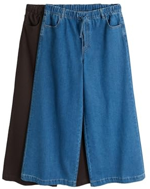 THE SET Damen t Leichte Schlupfjeans mit weitem Bein, 2er-Pack