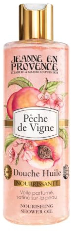 JEANNE EN PROVENCE - Douche Huile Pêche de Vigne - Nettoie, Nourrit & Parfume - Gel Douche Pour Peaux Sèches - 95% d'Ingrédients d'origine naturelle - Fabriqué en France à Grasse - 250 ml