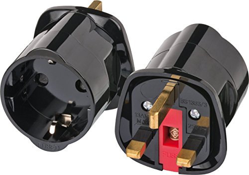 2 Stück Brennenstuhl Reisestecker Adapter, Steckdosenadapter Reise (Für: England Steckdose und Euro Stecker) Farbe: schwarz