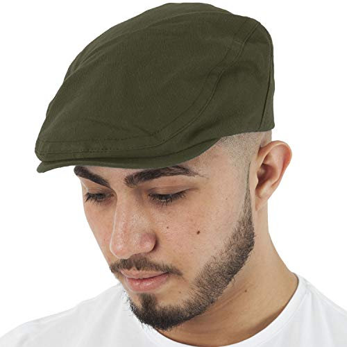TOSKATOK Herren gekämmter Baumwolle Schiebermütze-Einheitsgröße-Army Grun