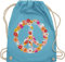 Shirtracer Turnbeutel Rucksack - Sprüche Statement - Peace Flower Power Hippie Peace Zeichen I Friedenszeichen I 90er I 70er - Unisize - Hellblau - festival turnsack mit aufschrift 90s beutel