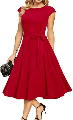 DRESSTELLS Cocktailkleid Damen Festliche Kleider 1950er Knielang Rockabilly Hochzeitkleid Swing Partykleid Vintage Petticoat Kleid