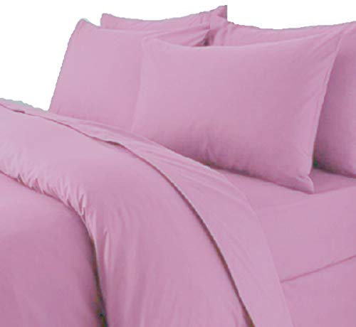 AmigoZone Plain Duvert Cover Set Non Iron Percal Quilt Cover With Pillow Cases (King, Rose)