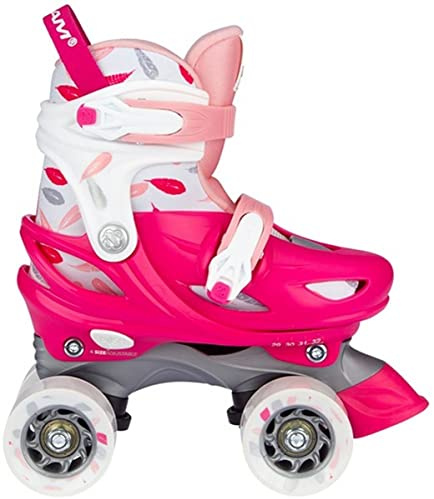 Nijdam Roller Skates Adjustable - Feather Drops - Fuchsia/Pink/White/Silver Grey - 33-36