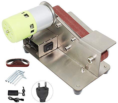 Tickas Afilador de cuchillos de ángulo fijo de 15 grados Lijadora de banda Pulidora ajustable de 7 niveles Máquina pulidora de 100 W con 10 piezas de cintas de lijado,Lijadora de banda de ángulo fijo