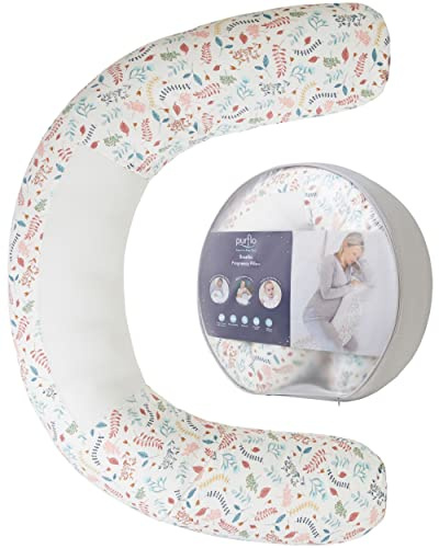 PurFlo Breathe Pregnancy Pillow with Soft Jersey Cover, Botanical | Fully Breathable Maternity Cushion, Ergonomic Body & Leg Pillow for Side Sleeping, Nursing, Feeding & Tummy Time