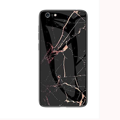 iPhone SE 2022 Phone Case, for iPhone SE3 / SE2 / 8 / 7 Case, Marble Pattern Design Ultra-Thin Anti-Scratch Tempered Glass Cover Slim Silicone Bumper Shockproof Protective Case, Gold-Black Marble