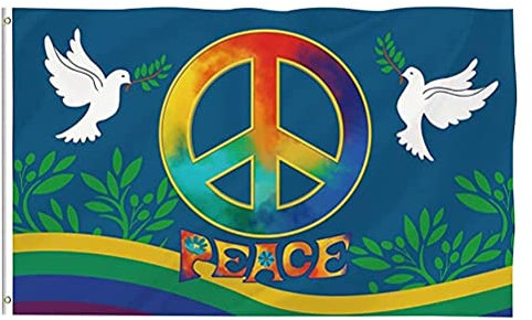 Fahne der Friedenstaube,Peace and Love Graffiti,Frieden Fahne 90 x 150 cm,Flagge Frieden,Geeignet für Den Lnnen und Außenbereich