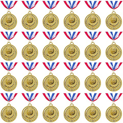 Abaokai 24 Stück Goldmedaillen Gewinner Medaillen Goldpreise für Sport, Wettbewerbe, Party, Rechtschreibung Bienen, Olympischer Stil, 2 Zoll