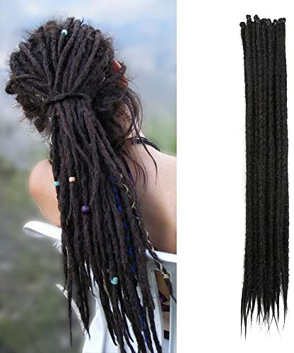 20 Zoll 20 Stränge/Pack Synthetische Dreadlocks Verlängerungen Dünne 0,6cm Gehäkelte Geflochtene Haare Weiche Dreads Einseitige Dreadlocks Reggae Hip-Hop Hippie Stil, Dunkelbraun