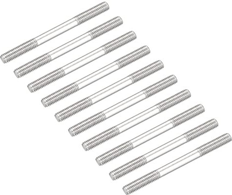 METALLIXITY Double Terminal Goujon Vis (M5 Filetage 60mm Longueur) 10Pcs 304 Inox Acier Double Fileté Barre Boulons - pour Maison Entretien