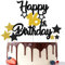 Gidobo 16th Birthday Cake Toppers, Black Gold Glittery Cake Decorations with Stars, Sixteen Years Old Birthday Party Supplies for Boys and Girls
