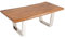 riess-ambiente.de Massivholz Couchtisch Mammut 110cm Akazie Honey Finish Kufengestell Baumkante 4cm Tischplatte