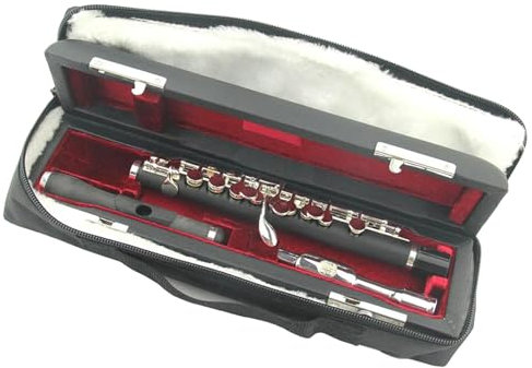 Piccolo-Flöte Aus Verbundholz, C-Ton-Klappe, Versilbert. Halbgroße Flöte Mit Gepolstertem Gehäuse Querflöte für Anfänger