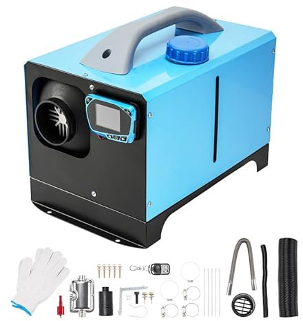 Fesuda 8KW 12V All-in-One Diesel Luftheizung Zusatzheizung Standheizung mit Schalldämpfer, LCD-Schalter, Fernbedienung für LKW, Boot, Autoanhänger, Wohnmobile, Caravan (Blau) Upgrade