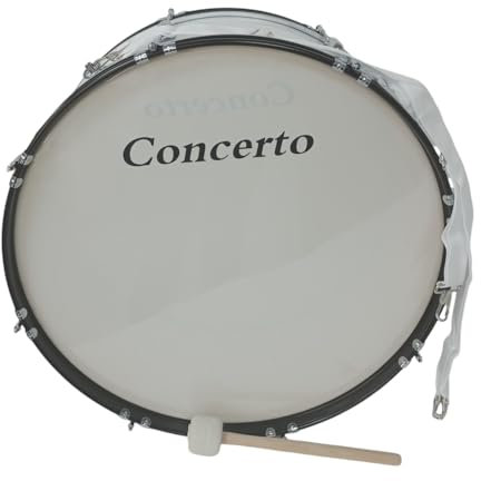 Bombo Banda Charanga y Animación Futbol 25x 10 (63cm x 25cm), Maza y Correas Cruzadas, Color Blanco