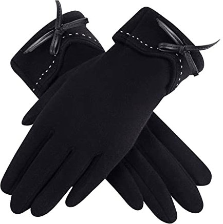 DUHGBNE Herbst- und Winter-Schirmhandschuhe Outdoor-Fahren und Reiten Warme Handschuhe Damen-Fleece-Bogen-Knoten-Daunen-Fleece-Handschuhe Haarschmuck Erstkommunion (Grey, One Size)
