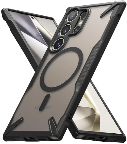 Ringke Fusion-X Magnetic Case [Kompatibel mit MagSafe] für Samsung Galaxy S24 Ultra Hülle, Robust Bumper Stoßfest Kratzfest Langlebig Schutz Bumper Handyhülle für Magnet-Ladegerät/Zubehör - Black