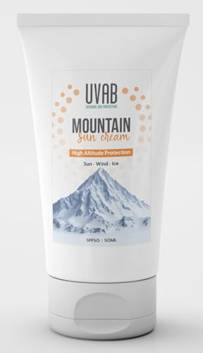 UVAB LSF50+ 50 ml Mountain Sport Sonnencreme für das Gesicht. Schweißresistenter Sonnenschutz mit Feuchtigkeitsfaktor 50+ für hohen Schutz von Gesicht und Hals.