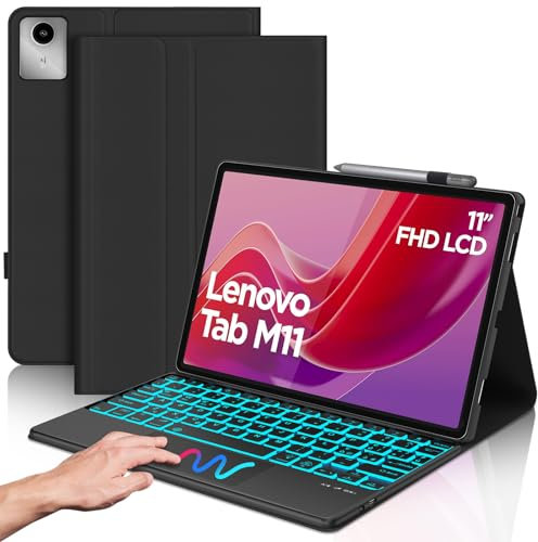 Tastiera Lenovo Tab M11 11 2024 con Touchpad, Tastiera Per Tablet Lenovo Tab M11, Cover Tastiera Trackpad Layout Italiano Retroilluminata Bluetooth per Lenovo Tab M11 112024 (TB330FU/TB330XU), Nero