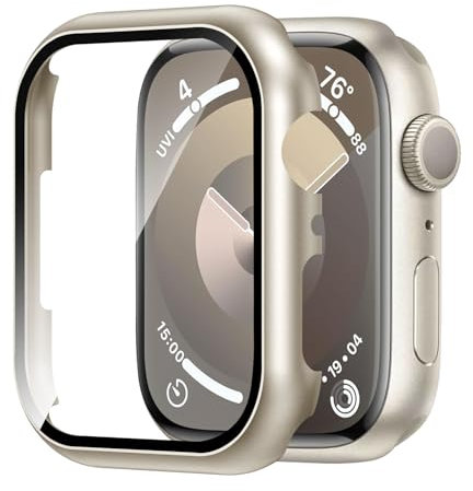 Protectores de Pantalla para Apple Watch 9 45mm, Vidrio Templado 9h Marco de AleacióN de Aluminio, Mantiene el Original, Sensible al Tacto,PelíCula Protectora Ligera para Apple Watch Serie 9 8 7