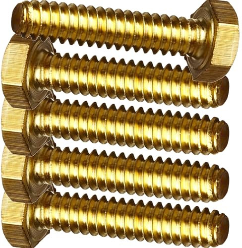 Bulloni in ottone massiccio M6 x 50 mm completamente filettati DIN933 (confezione da 5)