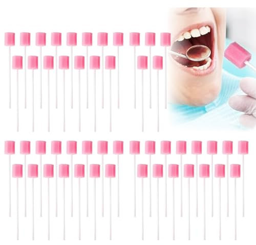50 Pièces Bâtonnets de soins buccaux Coton-tiges Éponge pour la bouche Hygiène buccale, Éponge en coton pour les soins buccaux Éponge pour l'hygiène buccale