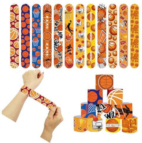 POPOYU 24 Stück Basketball Schnapparmbänder Kinder,Armband Kindergeburtstag Gastgeschenke,Mitgebsel Basketball Geburtstag Junge Mädchen,Mitgebsel Slap Armbänder für Kleine Geschenke