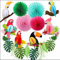 Dschungel Deko Hawaii Party Gartenparty Deko Sommer Deko Filz Kinderzimmer Deko Kindergeburtstag Sommerparty Girlande Palmenblätter Bunting Papagei Deko (6*Papageien + 4*Papierfächer + 1*Banner)