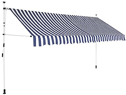Lawn & Garden Manuell einziehbare Markise, 400 cm, Blau und Weiß gestreift, Outdoor Living