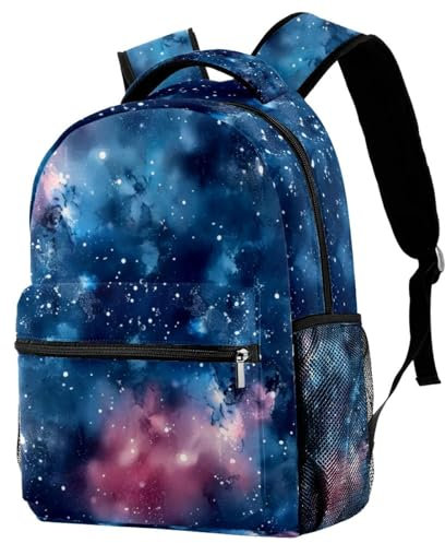 Travel Lightweight Rucksack, Starry Sky Galaxy Seamless Pattern Casual Teenage Laptop Schoolbag Medium Size