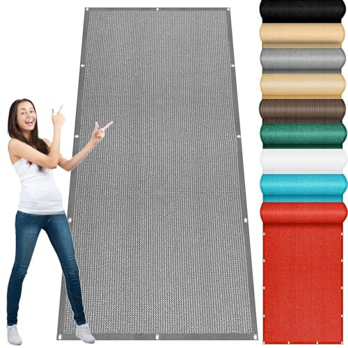 Tenda parasole rettangolare, 550 x 850 cm, permeabile, anti UV, con occhielli e corde, per esterni, patio, feste, pergola, grigio chiaro