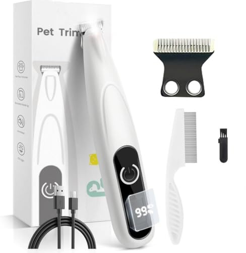 Pfotentrimmer Für Hunde Katze, Pfotentrimmer Mit LED-Licht, Type-C Wiederaufladbar Schermaschine Hund, Leise Wasserdicht Hundepfoten Trimmer Für Pfoten, Augen, Ohren, Gesicht, Körp